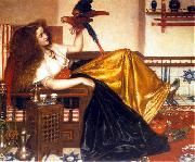 Valentine Cameron Prinsep Prints Reclining Woman with a Parrot painting